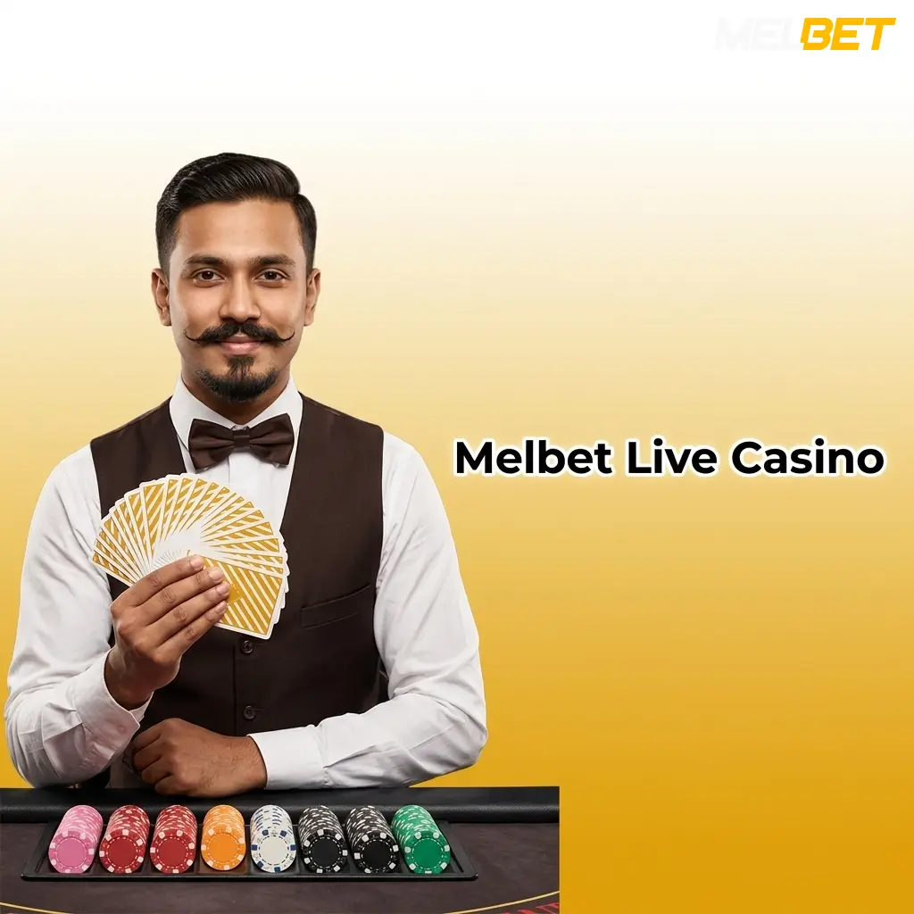Melbet live casino lobby with real dealers, roulette, blackjack, and baccarat tables streaming in real time